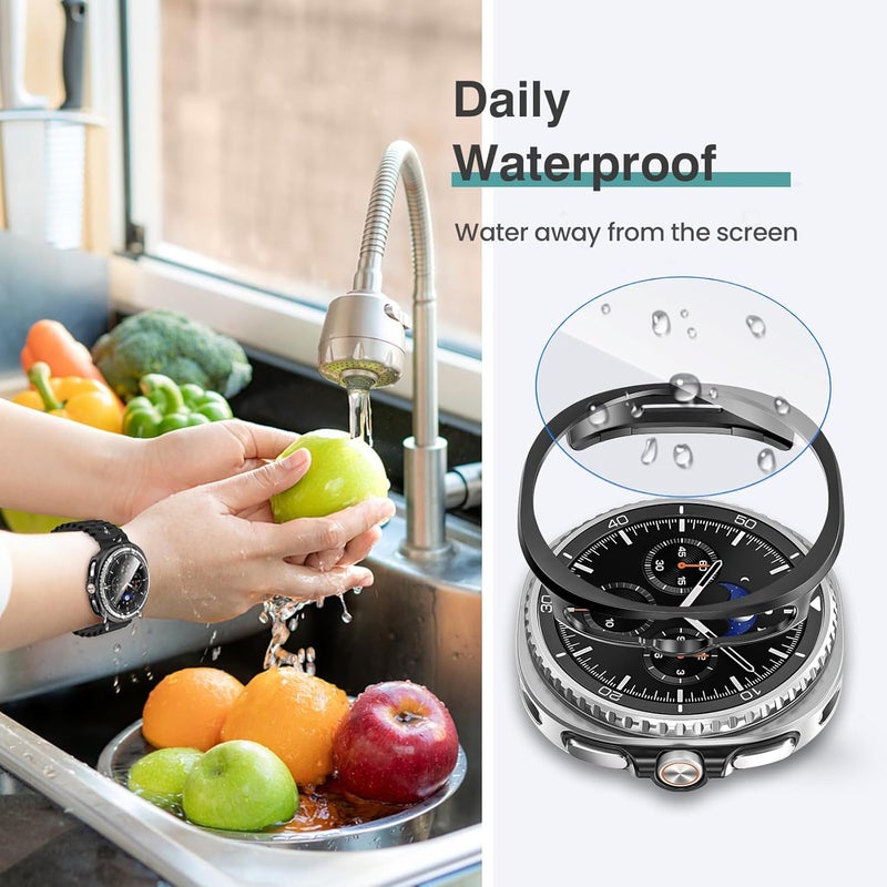 Tensea [5+5Pack for Samsung Galaxy Watch 8 Classic Screen Protector Case 46mm Accessories, Hard PC Bumper/HD Anti-Fog Tempered Glass Protective Film, Face Cover Set for Women Men - Image 4